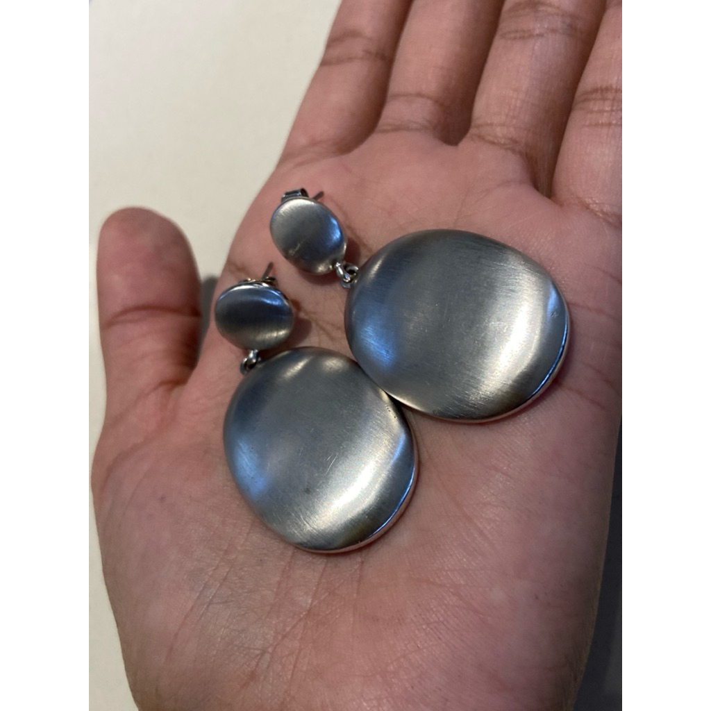 PRELOVED Anting bulat besar warna silver