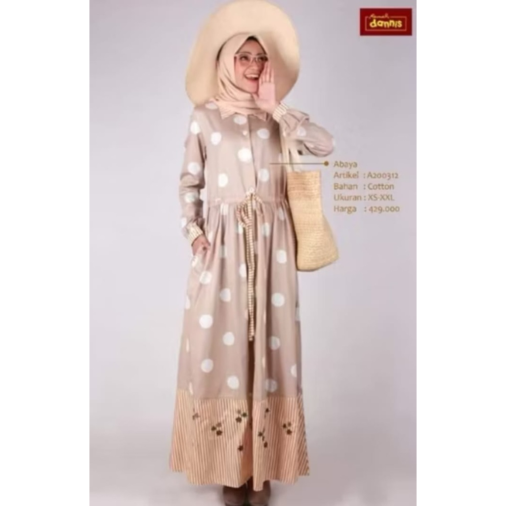 sale 30% / A200312 / abaya dannis XL / abaya polkadot / baju muslim dewasa / katun / baju lebaran / 