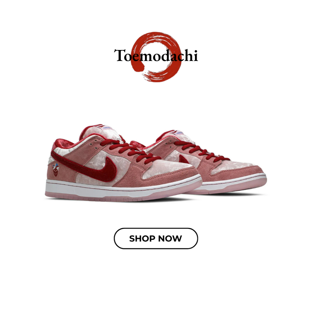 Toemodachi. - Sepatu Sneakers SB Dunk Low Retro Strangelove Skateboard Strange Love Pink Red White V