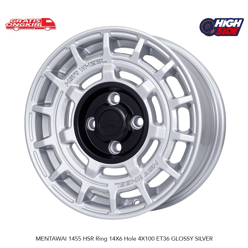 Ready Velg Rally Look R14 HSR Glossy Silver Promo Super Sale