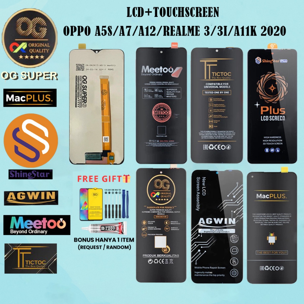 LCD TOUCHSCREEN OPPO  A5S / A7 / A12 / REALME 3 / 3I / A11K 2020 FULL SET ORIGINAL