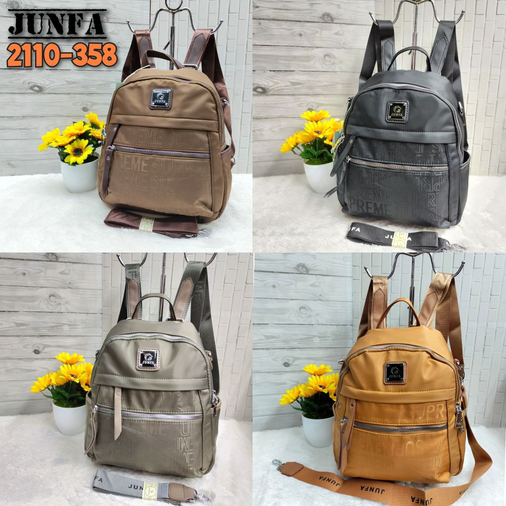 Tas ransel wanita Junfa parasut motif supreme 2110-358 original