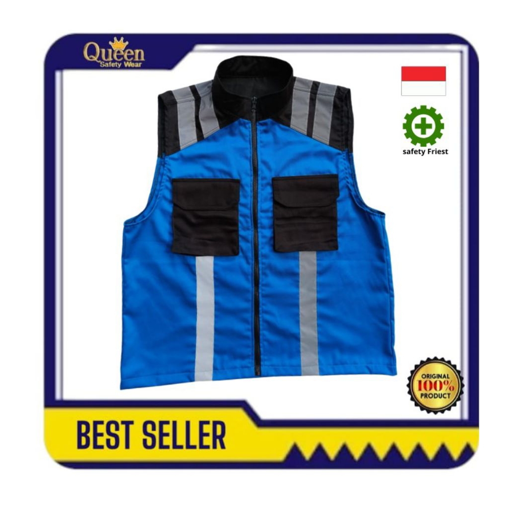 CUSTOM ROMPI SAFETY / SAFETY VEST MODEL KERAH / ROMPI PROYEK