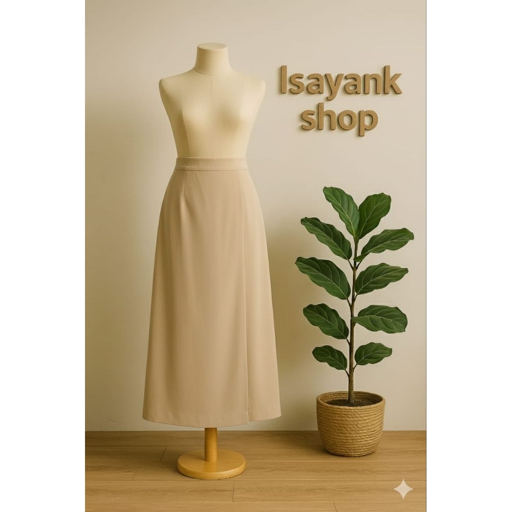 preloved Rok span cream beludru halus