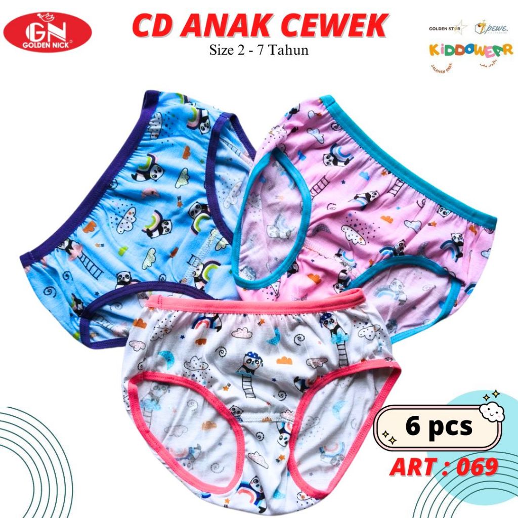 6 PCS Celana Dalam Anak Perempuan GOLDEN NICK / Grosir CD anak Wanita Murah - 6 PCS CELANA DALAM ANA