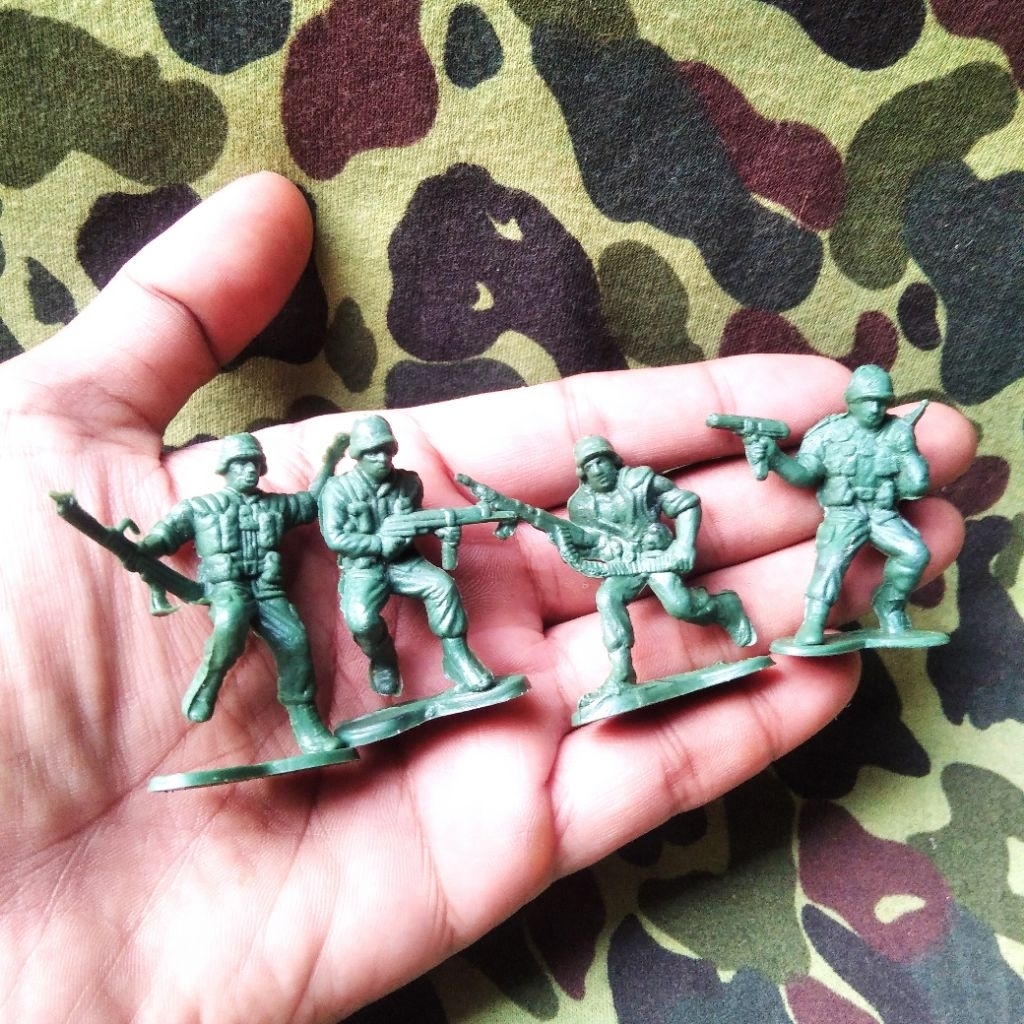 Figure Tentara Jadul Made in Hongkong Mainan Tentara Vintage Army Toys Diorama Perang Miniatur Tenta