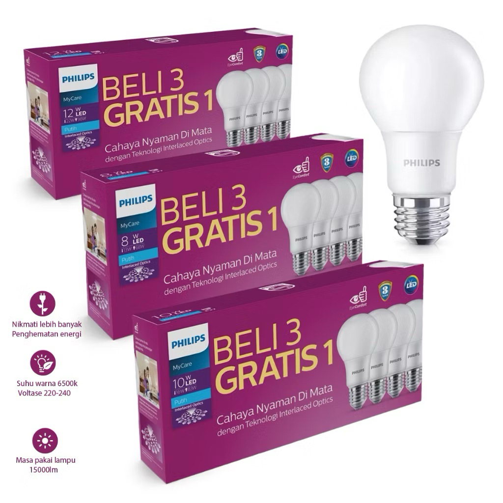 (BELI 3GRATIS1)LAMPU PHILIP ASLI 12 WAT TAHAN LAMA LAMPU LED PUTIH
