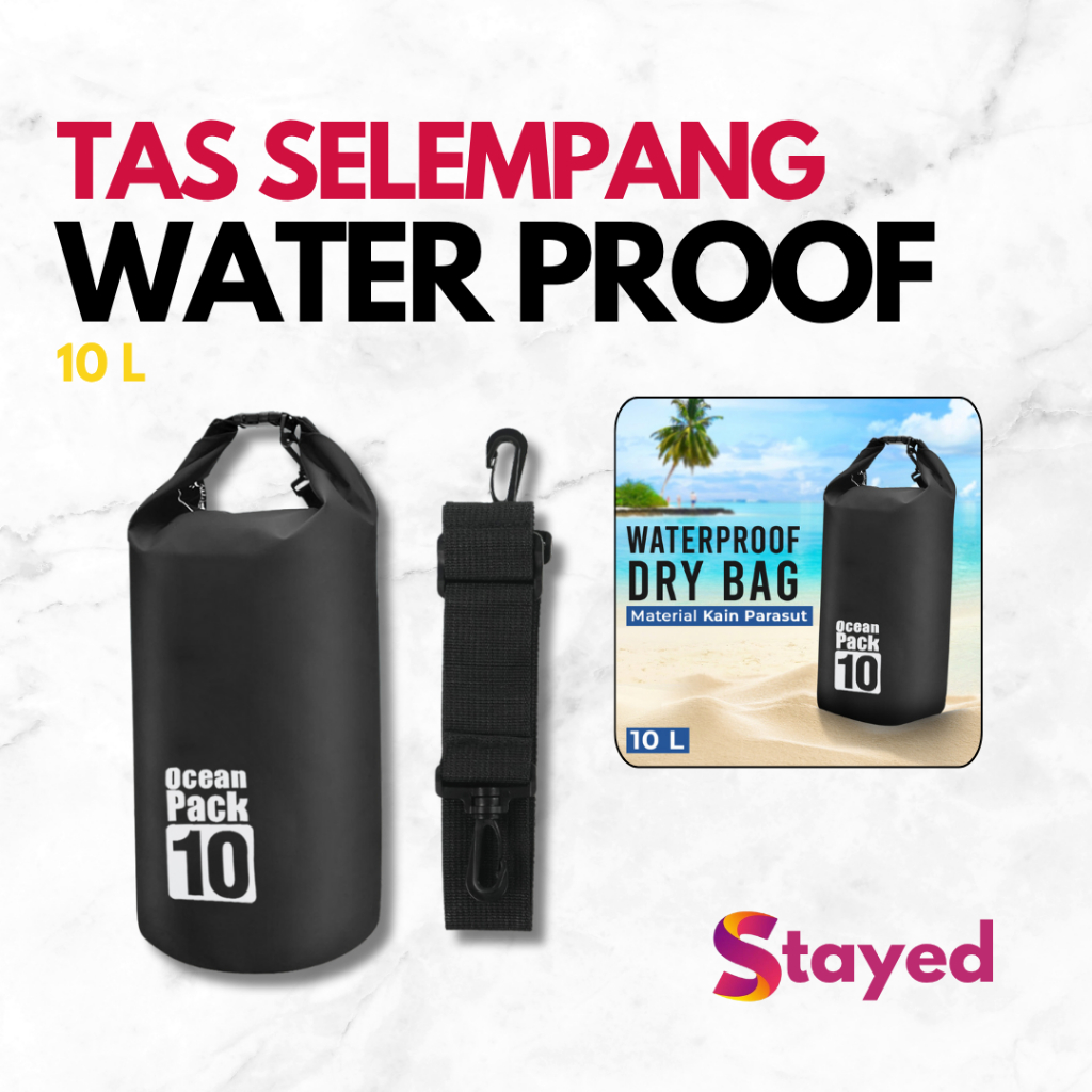 Ocean Pack Tas Selempang Anti Air Outdoor Waterproof Bucket Dry Bag 10L - Hitam