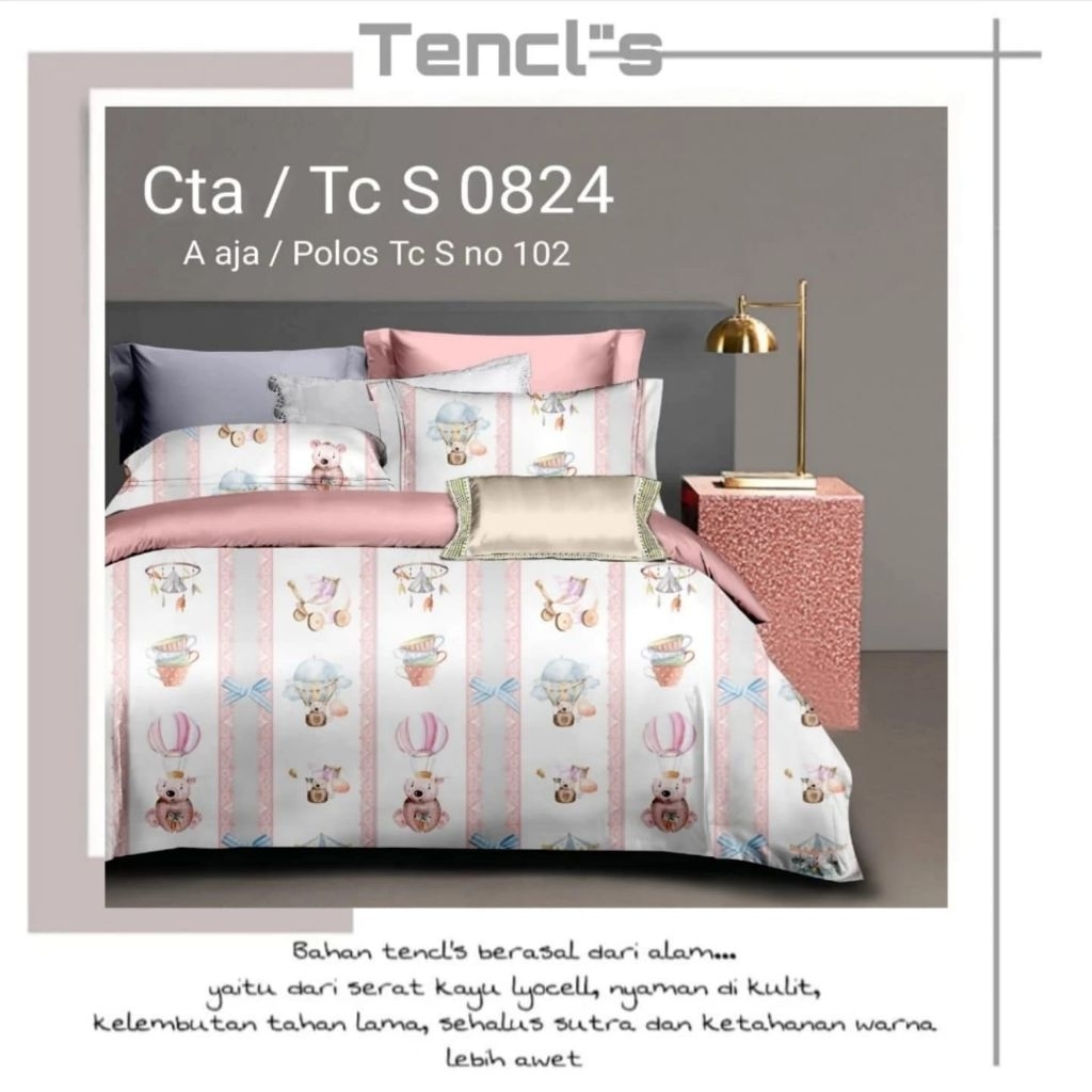Sprei Sutra Sprei Tencl's Sutra Organik 60s Motif Anak