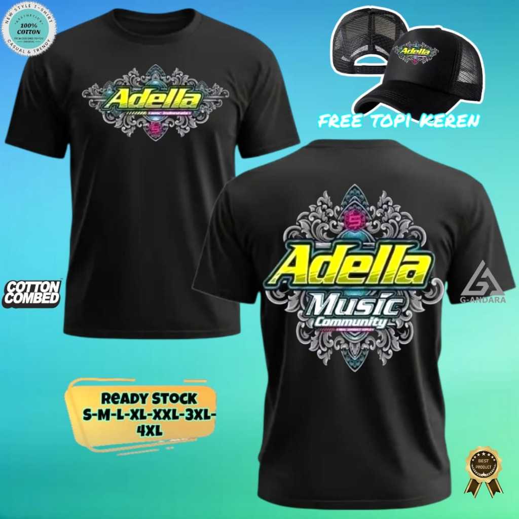 KAOS ADELLA MUSIC COMMUNITY READY LENGAN PENDEK DAN LENGAN PANJANG BONUS TOPI