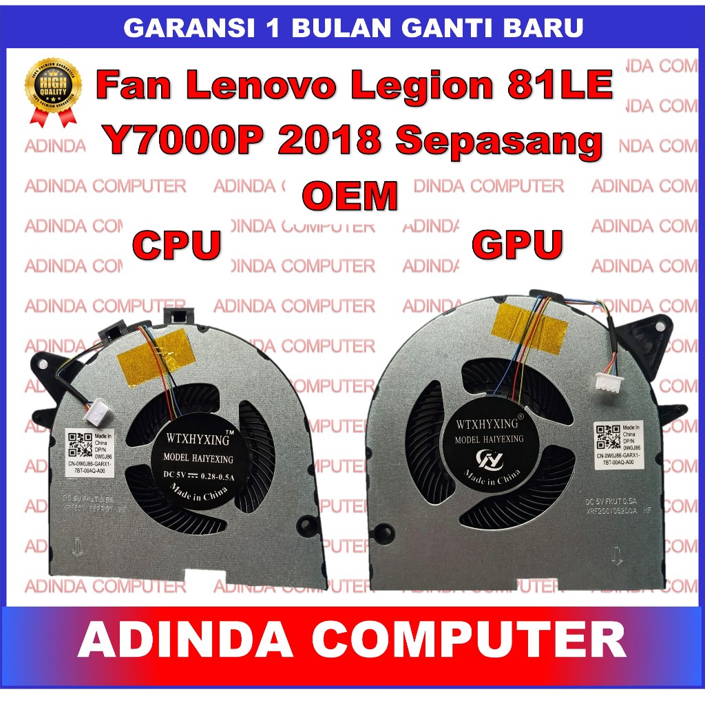 Fan Lenovo Legion 81LE Y7000P Y530P Y540P Y545 2018 Sepasang OEM