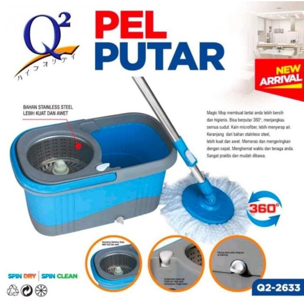 Believe Magic Mop Spin mop Q2 2613 2623 2633 Spiner Stainless steel  Alat Pel Serbaguna Sodok