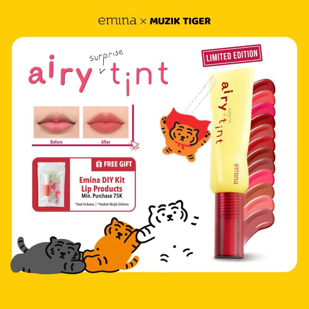 Emina Airy Surprise Tint 3 g + Keychain | Lip Tint Longlasting | Waterproof