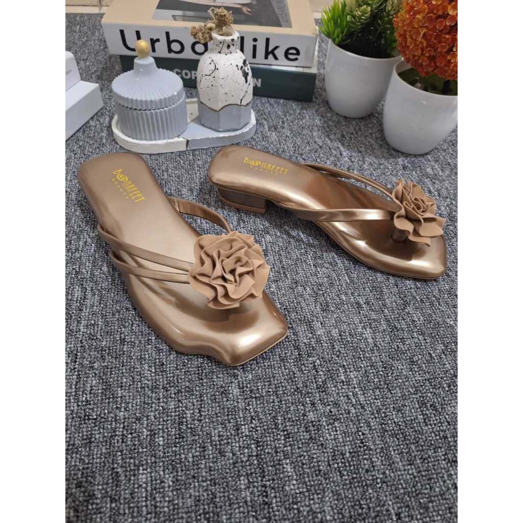 SANDAL HAK TAHU FLOWER BUNGA TERBARU/SANDAL FLOWER BONAFEET TREND