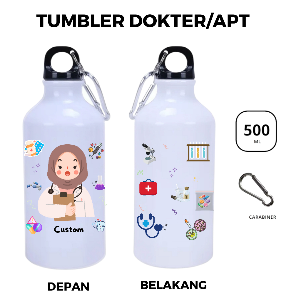 Tumbler Custom Nama Dokter, Apoteker, Dokter Gigi, Perawat