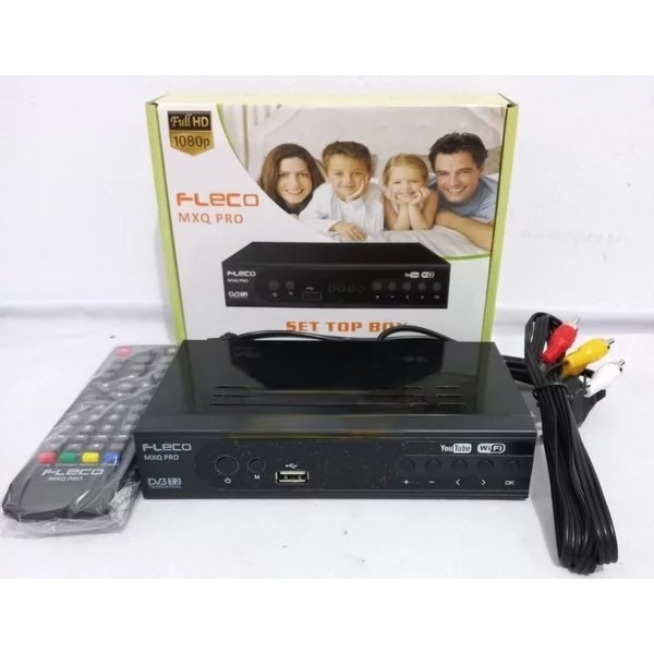 Fleco MXQ Pro Set Top Box TV Digital Set Top Box STB Fleco DVB T2 SNI Full HD MX PRO BOX HIJAU PUTIH