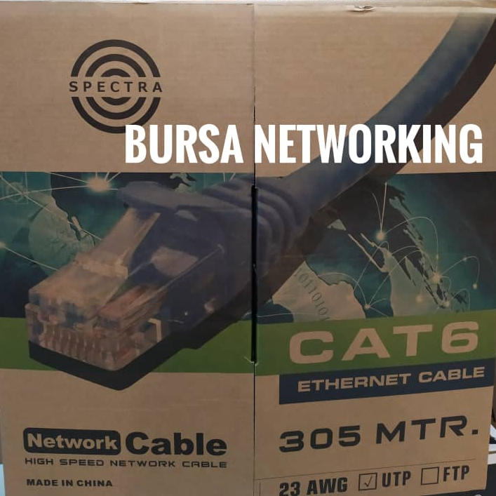 Spectra Kabel Lan UTP Cat6 Indoor Warna GREY  Kabel Internet Wifi 305 meter