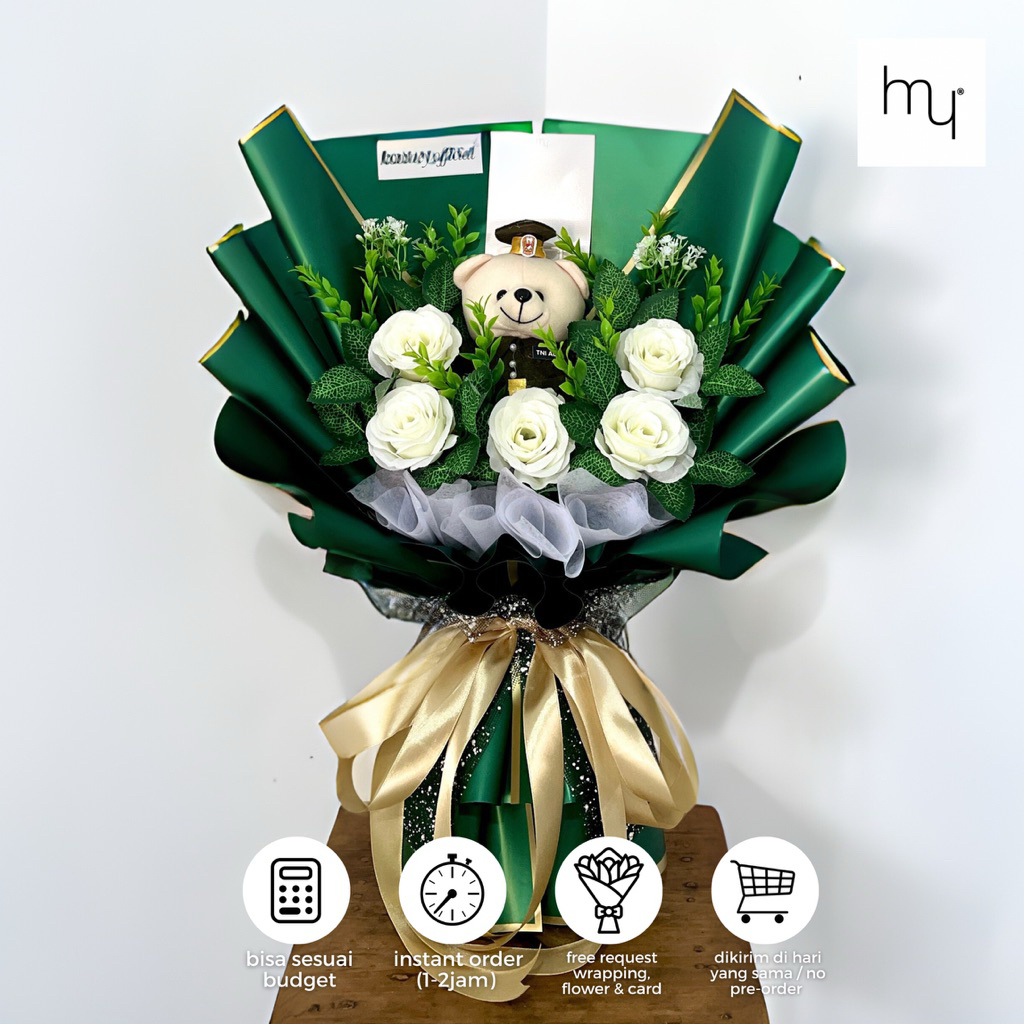 HOOMEY - Buket Bunga Profesi TNI | Buket Pelantikan TNI | Buket Kenaikan Pangkat | Bouquet TNI AD