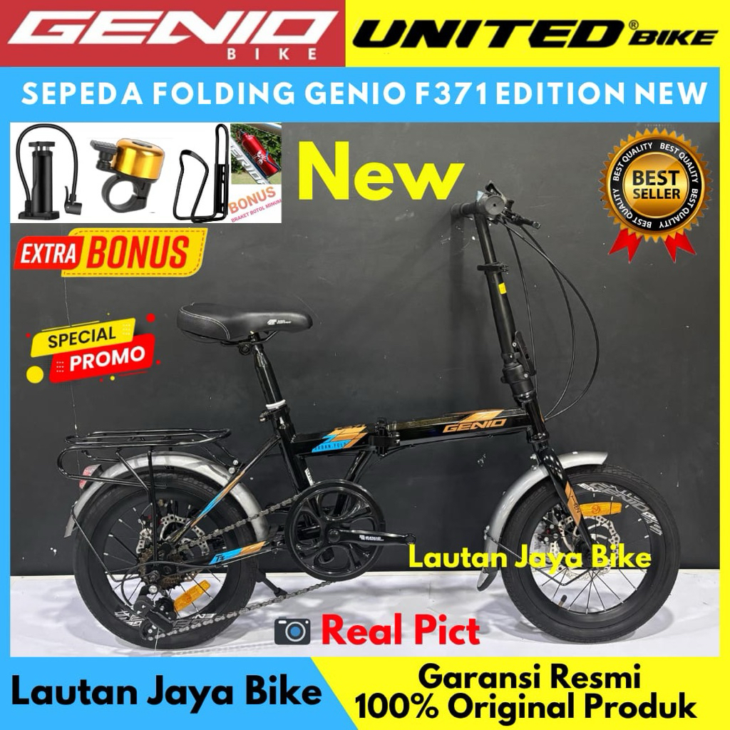Sepeda Lipat 16 20 Genio F371 Vesta By United Rem Discbrake Terbaru