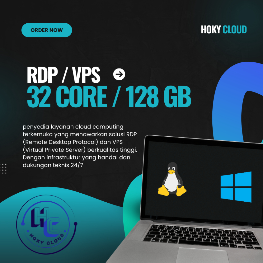 RDP VPS 32 CORE 128 GB RAM ANTI SUSPEND BISA DIPERPANJANG - HOKY CLOUD