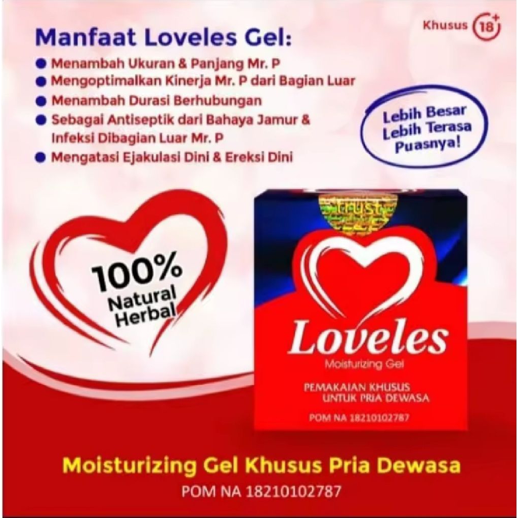 Loveles Mousturizing Gel Original Loveles Stamina Pria
