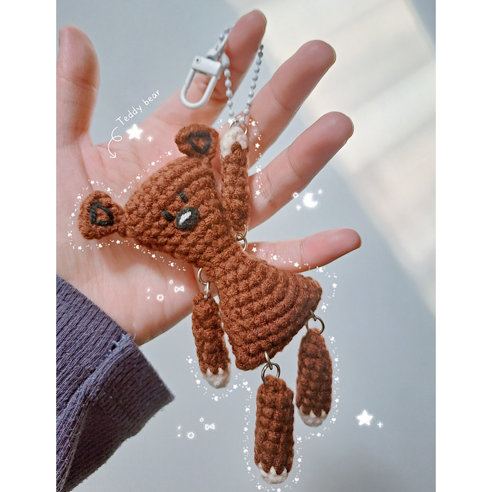 [By. Lalufe❦] Mr bean teddy bear crochet keychain//boneka mr bean rajut/ Bag Charm Rajut