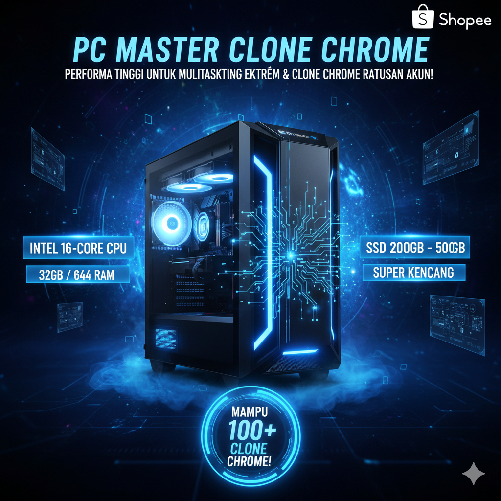 Sewa RDP Chrome Clone 100+ | RAM 64GB | Intel 16 CPU | SSD 500GB – Cocok Untuk RDP & Multi Login