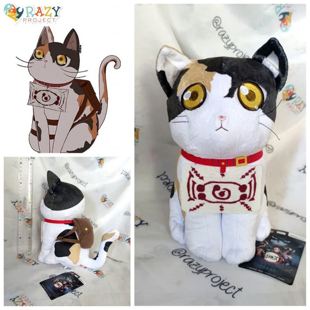 Anime Original Plush Boneka Karakter Jepang Chachamaru Neko Kimetsu no Yaiba Demon Slayer Official M