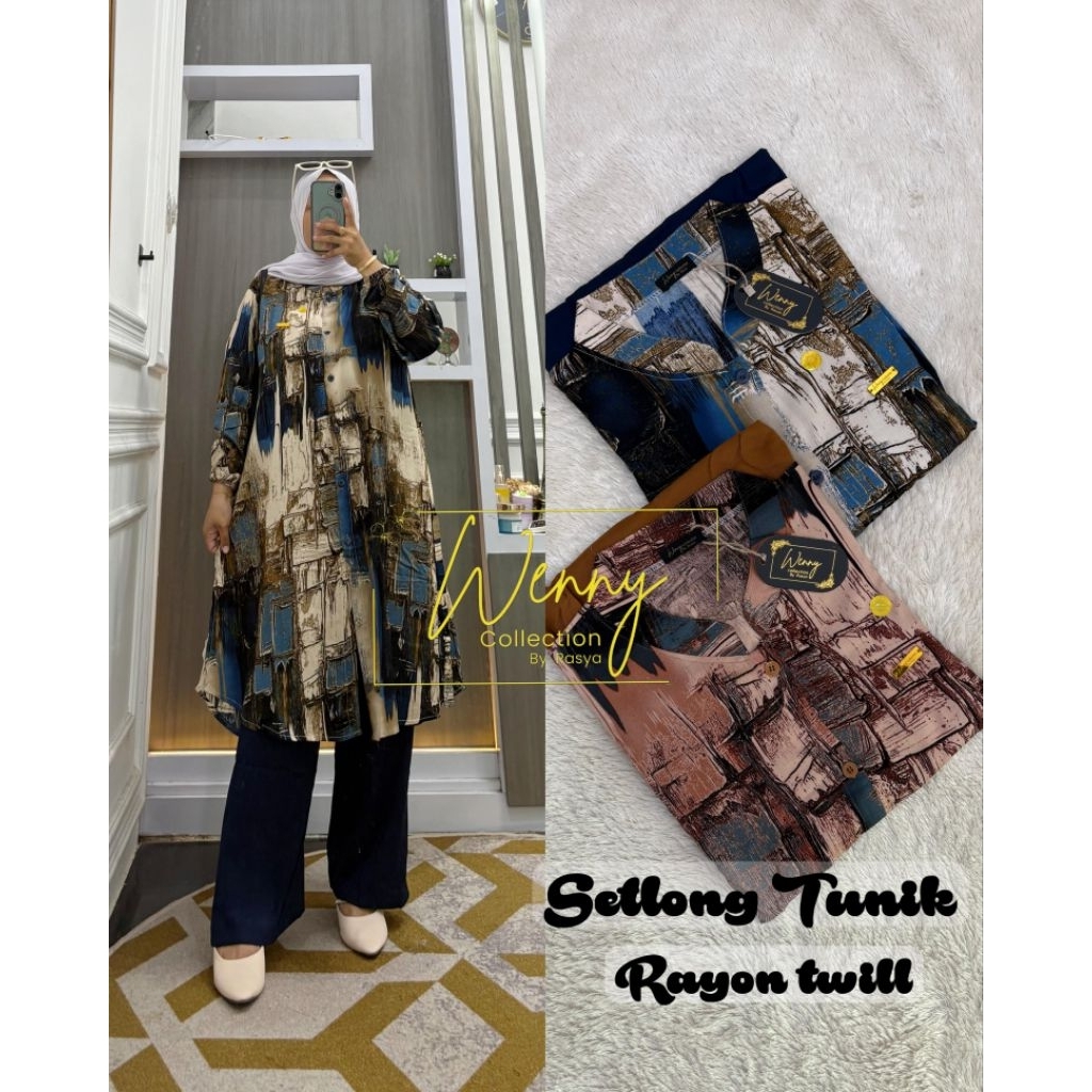SETLONG TUNIK RAYON KOMBINASI TWILL WENNY