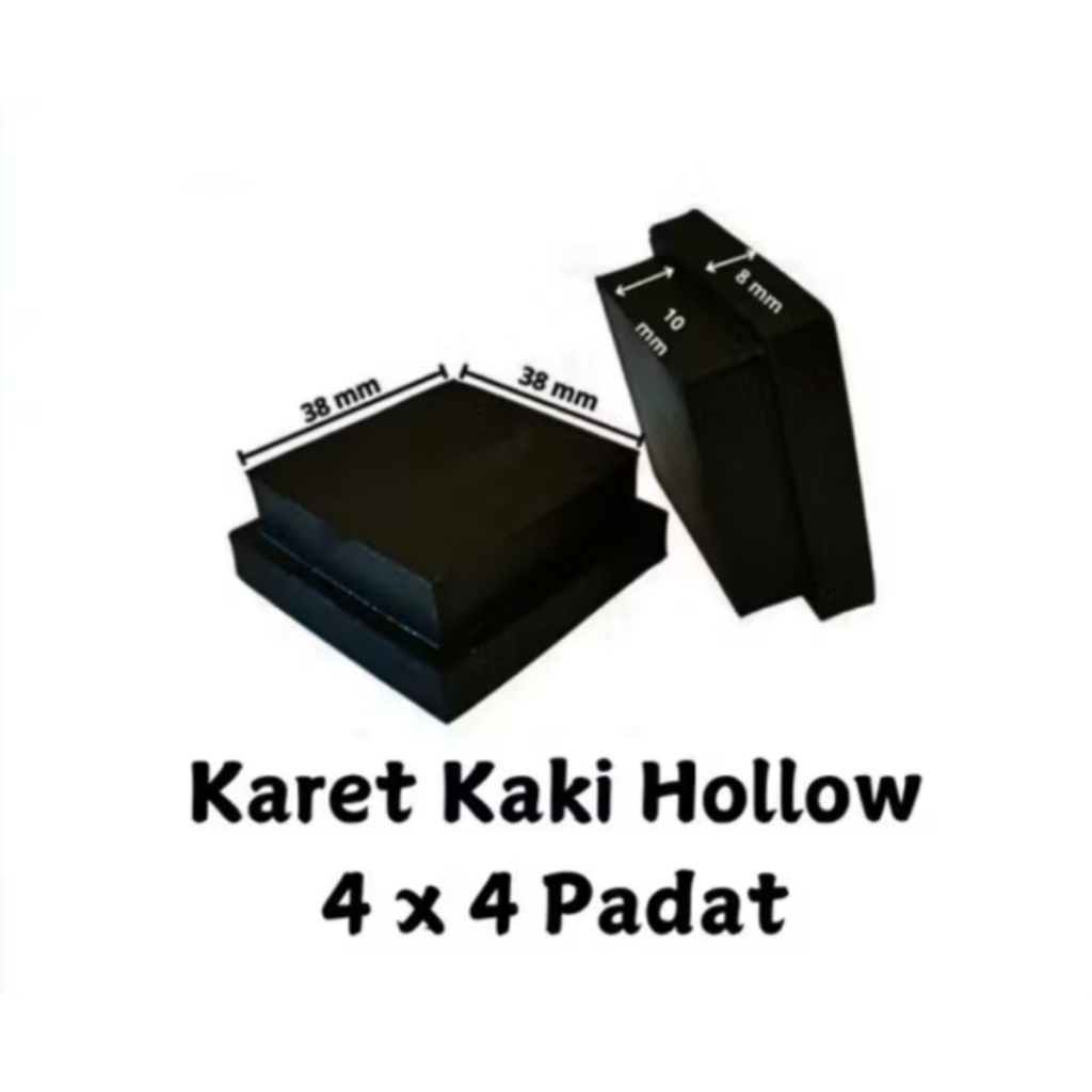 Karet kaki hollow 4×4 padat alas kaki meja kursi rak besi hollow