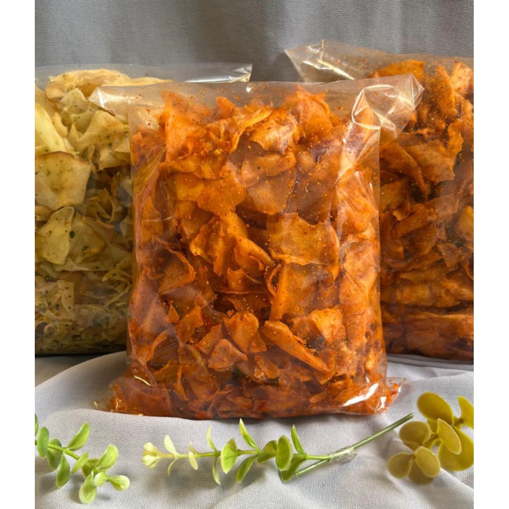 Kripik Setan Sukabumi 250gr | Kripik Setan | Keripik Pedas Singkong | Cemilan Pedas Daun Jeruk & Ori