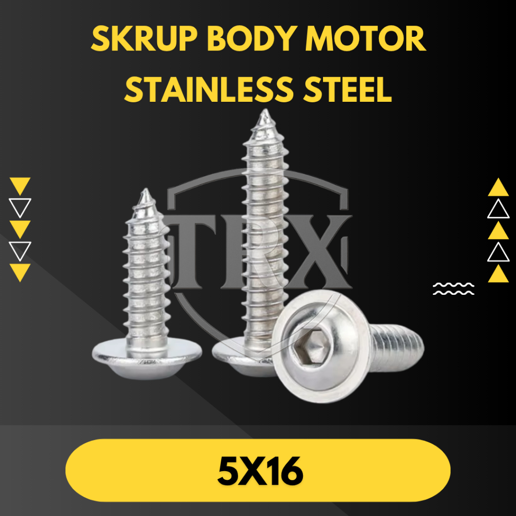 SKRUP BODY / BAUT BODY MOTOR 5x16 STAINLESS STEEL FLANGE BUTTON HEAD