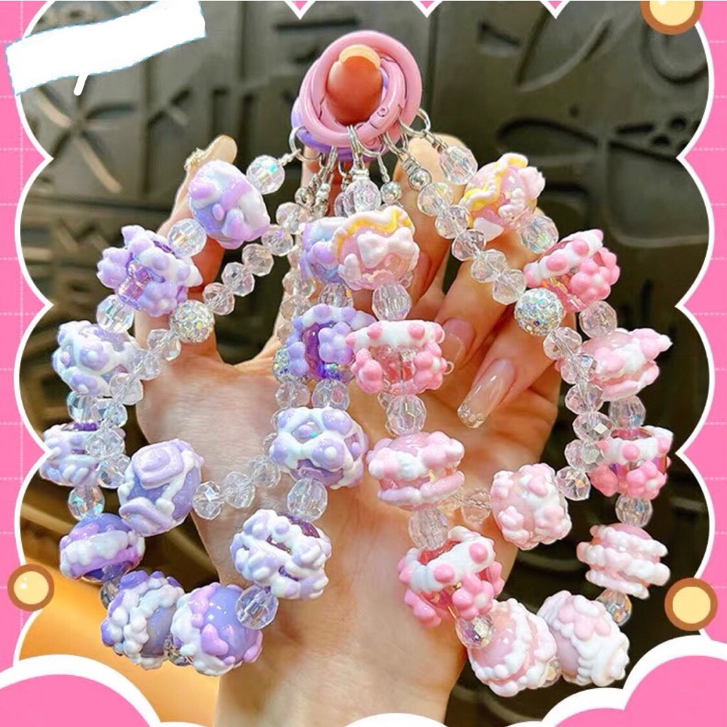 Strap Hp Bag Charm Gantungan Hp Manik Rantai Premium Motif Beads Phone Charm