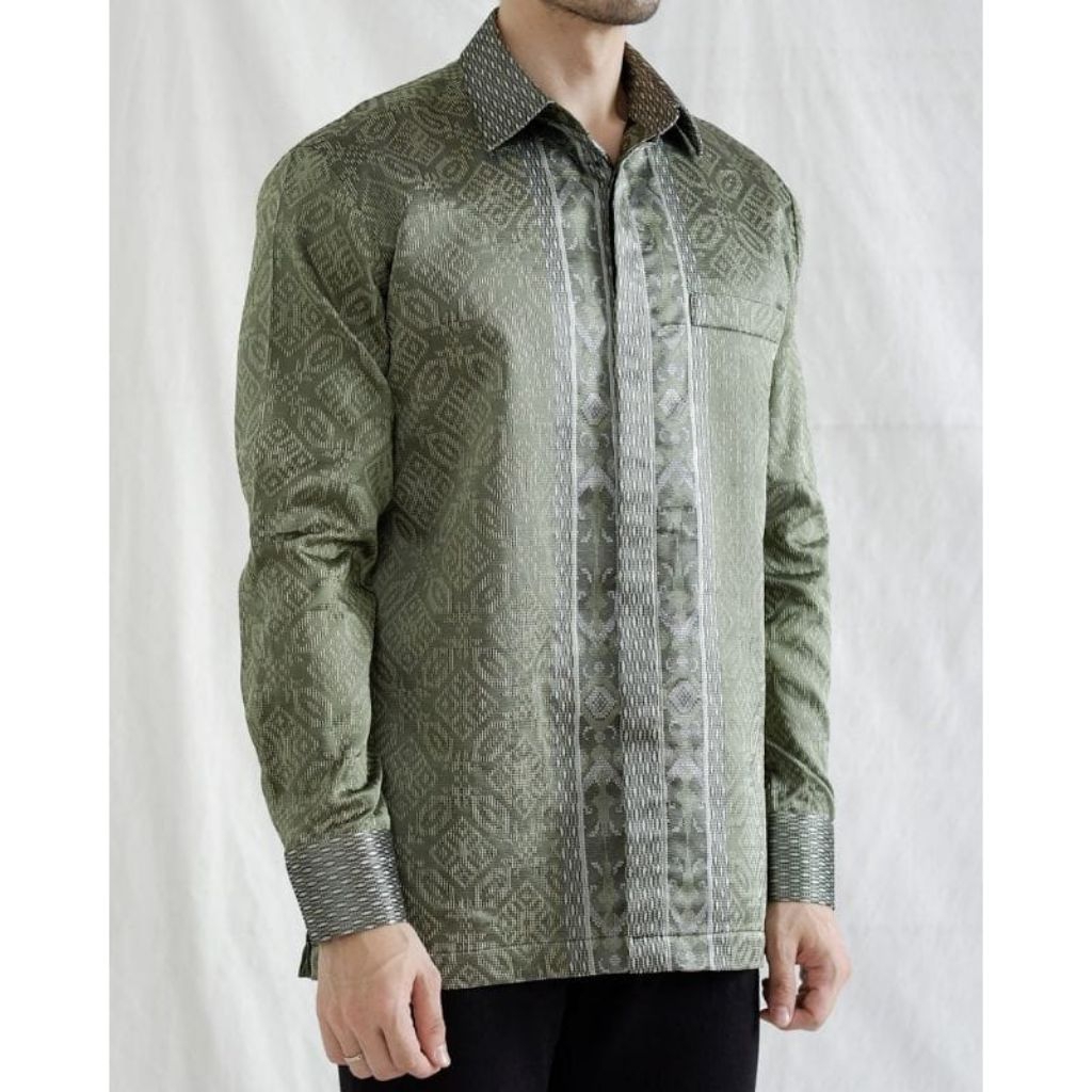 Kemeja lengan panjang, kemeja tenun baron, kemeja songket baron
