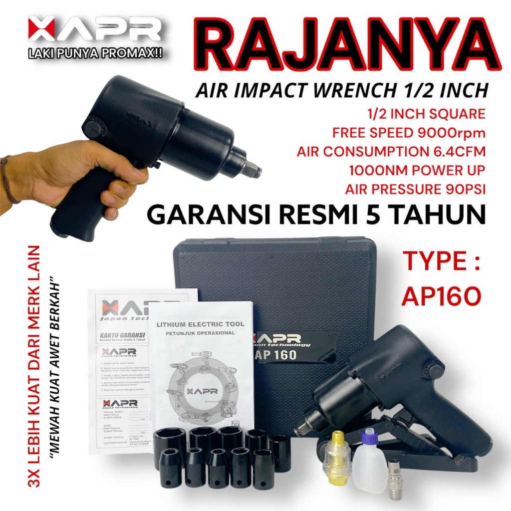 MURAH Air impact raja impek angin APR AP160 1/2INCH bor pembuka baut angin kompresor