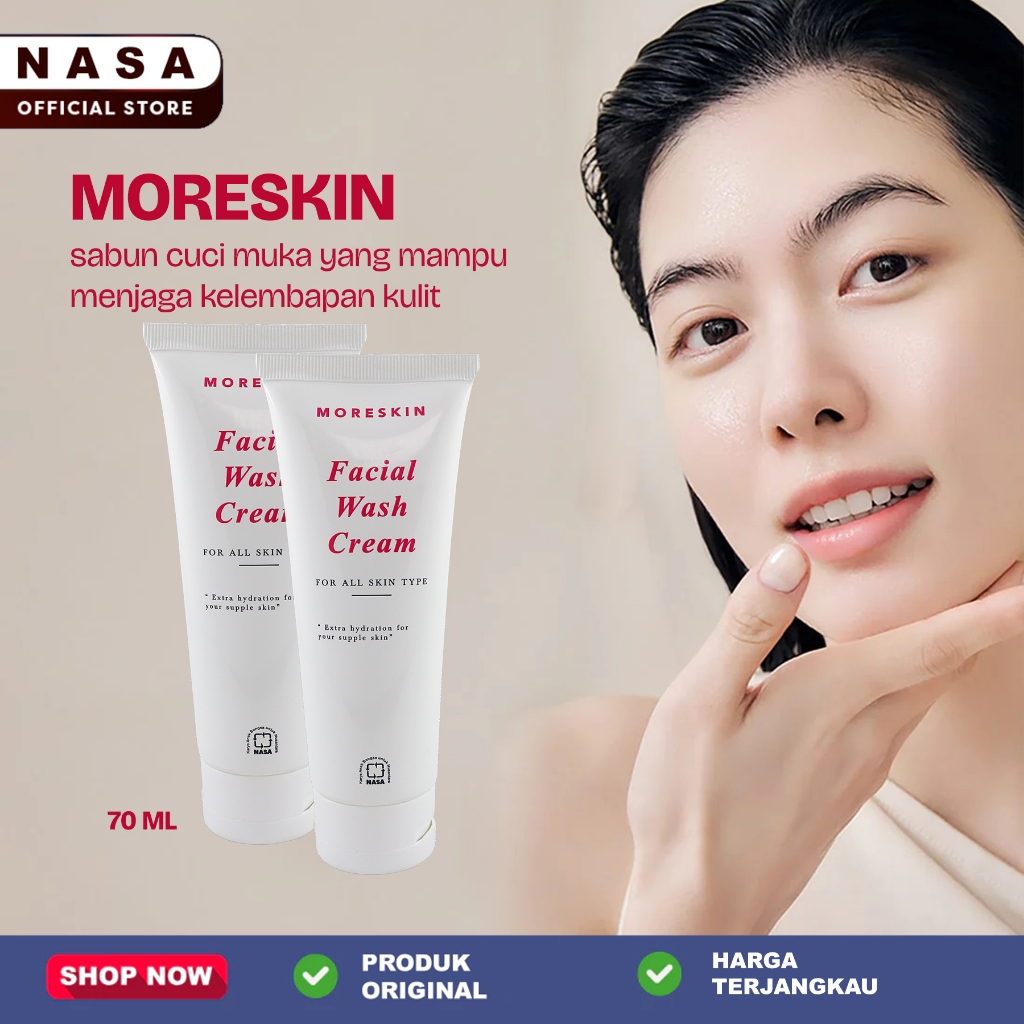 Moreskin Facial Wash Cream NASA 100 ml – Extra Hydration, Anti Acne, pH Balance Kulit