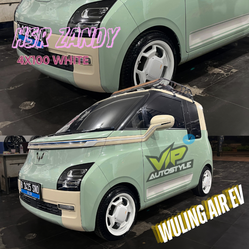 Velg Air Ev R14 HSR Zandy 4x100 White | Velg Mobil Ring 14 4x100 Wuling air Ev - hsr wheel pulo mas