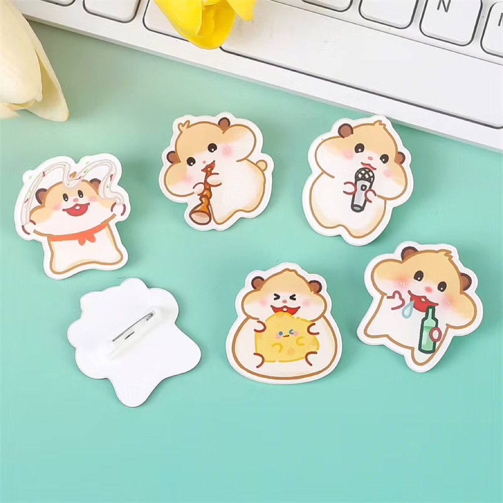 BROS PIN KARAKTER LUCU HAMSTER AKRILIK