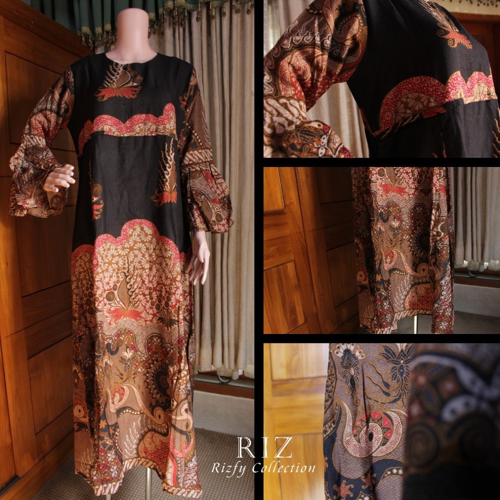 GAMIS BATIK DOBBY HITAM MERAH PREMIUM