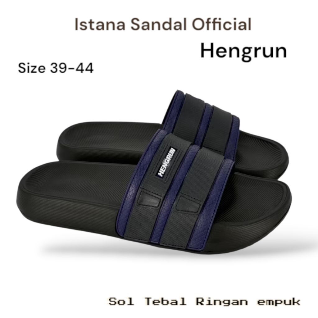 Sandal Slip On Pria Dewasa Karet Motif Hengrun 8018-1 Empuk Ringan Fleksibel Simpel Size 39-44