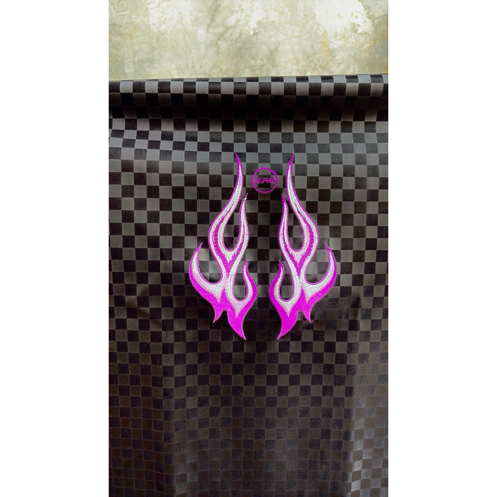 kulit Jok Motor Api Warna Ungu Bordir Karbon