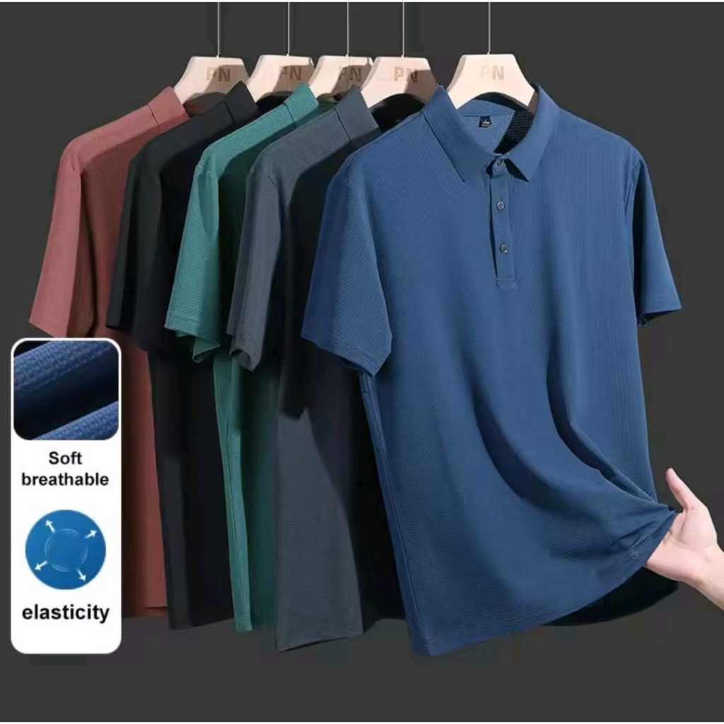 Kaos kerah polo dry fit seamless tanpa jahitan kaos golf baju futsal baju polo jumbo ukuran besar bi