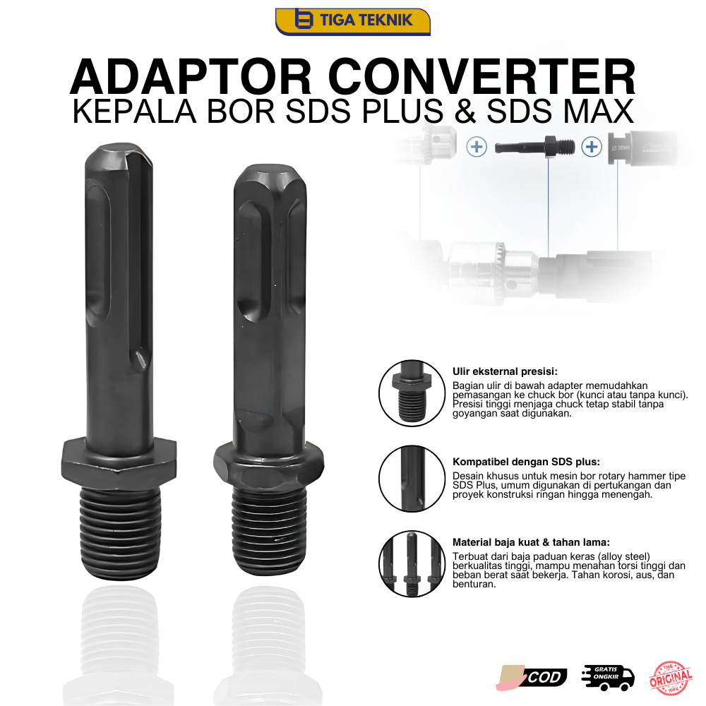 Adaptor Konverter Kepala Bor Impact Drill Chuck Wrench 1/2-20UNF / Sambungan Kepala Bor Impact