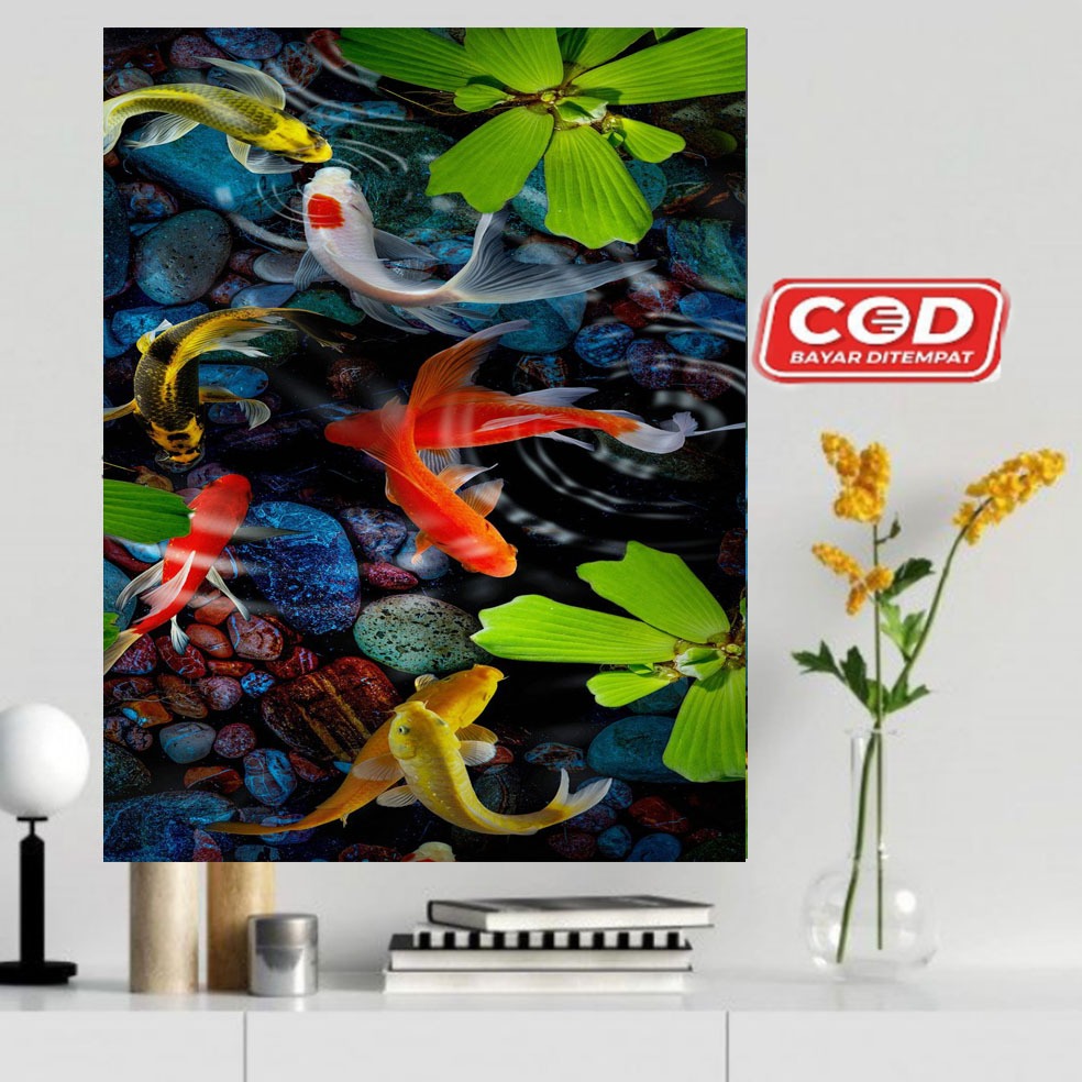 HIASAN DINDING IKAN KOI 9/POSTER KAYU IKAN KOI/PAJANGAN DINDING IKAN KOI/WALLDECOR/POSTER IKAN