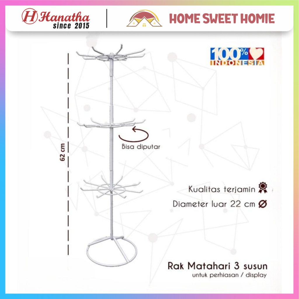 Rak Display Matahari 2 dan 3 Susun Gantungan Aksesoris  Rak Premium Bisa Memutar Rak BIsa Digunakan 