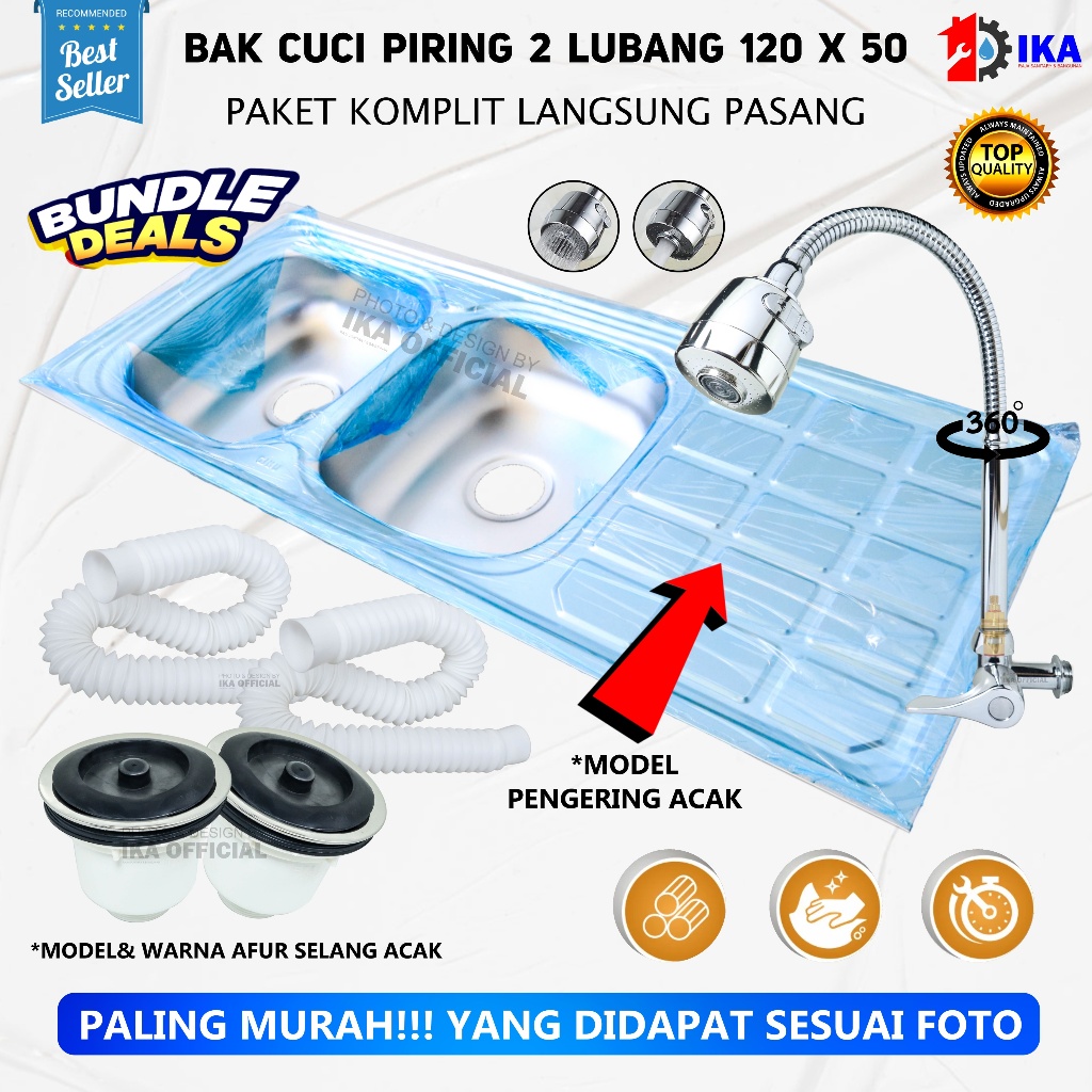 Bak Cuci Piring 2 Lubang & 3 Lubang / Promo Bak Cuci Piring / Sink Cuci Piring / Free Afur + Selang