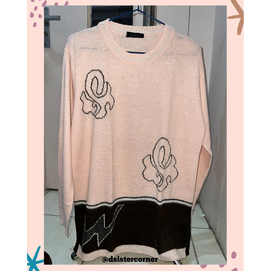 Baju rajut baby pink lengan panjang