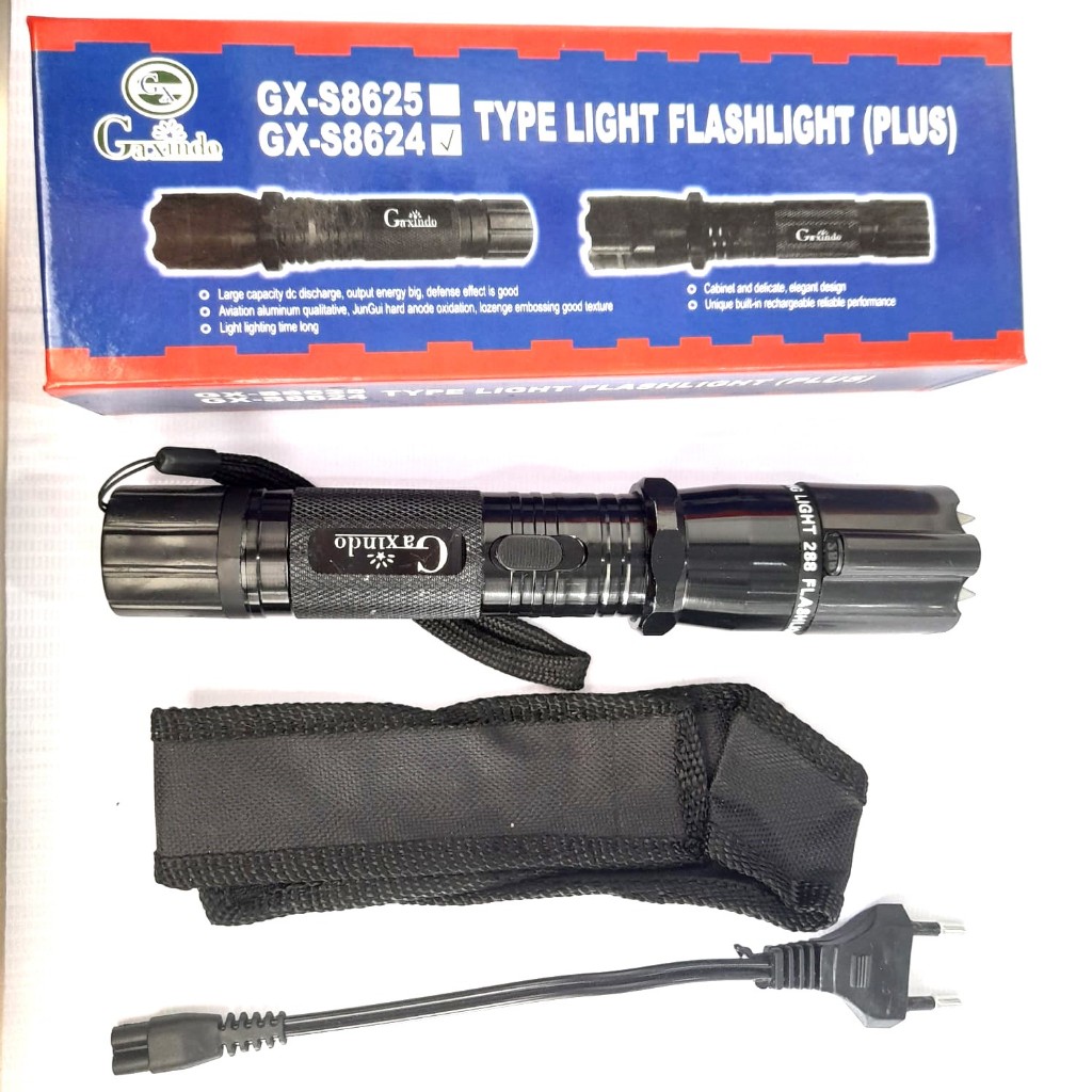 Senter Gaxindo SWAT GX-S8624 Rechargeable + Taser & Pointer Merah + Sarung Senter