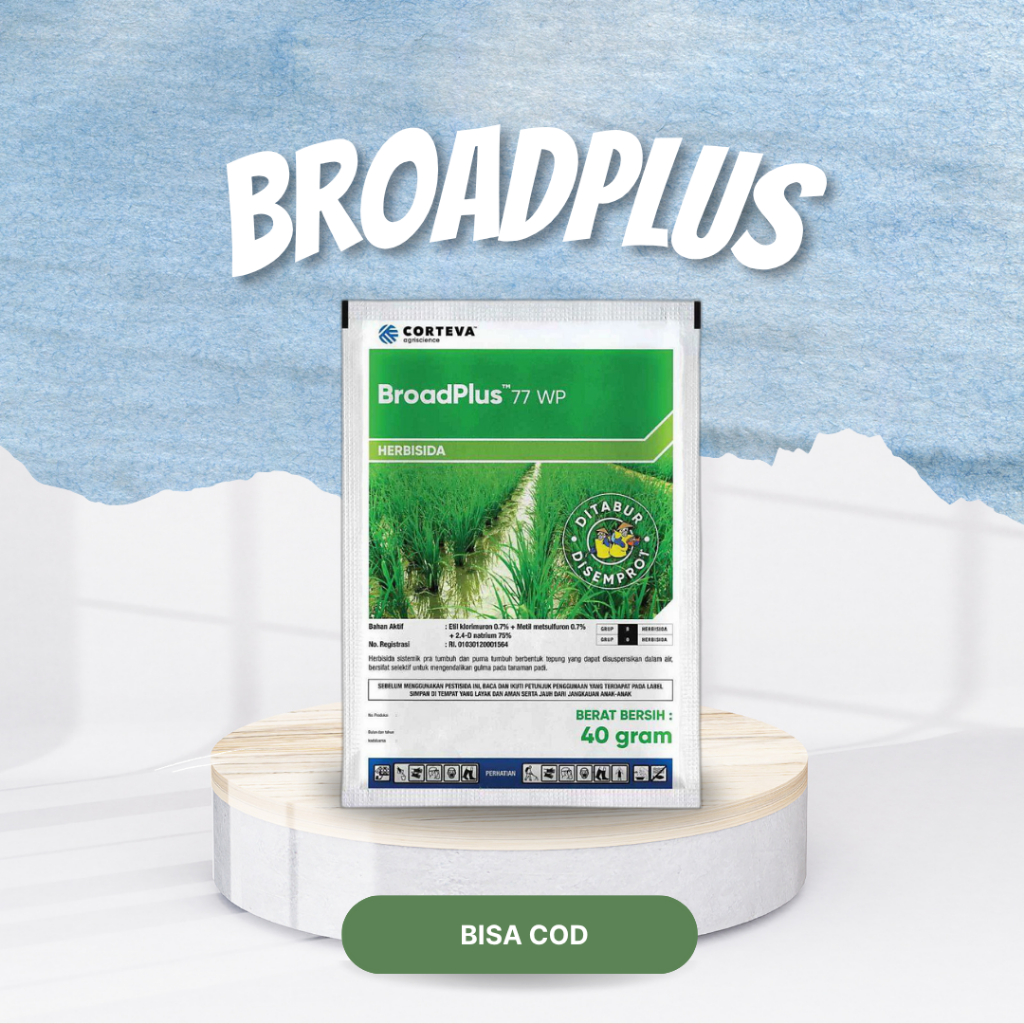 Broadplus 77 WP 40 g - Herbisida Original Corteva | Obat Gulma Berdaun Lebar & Gulma Teki-tekian