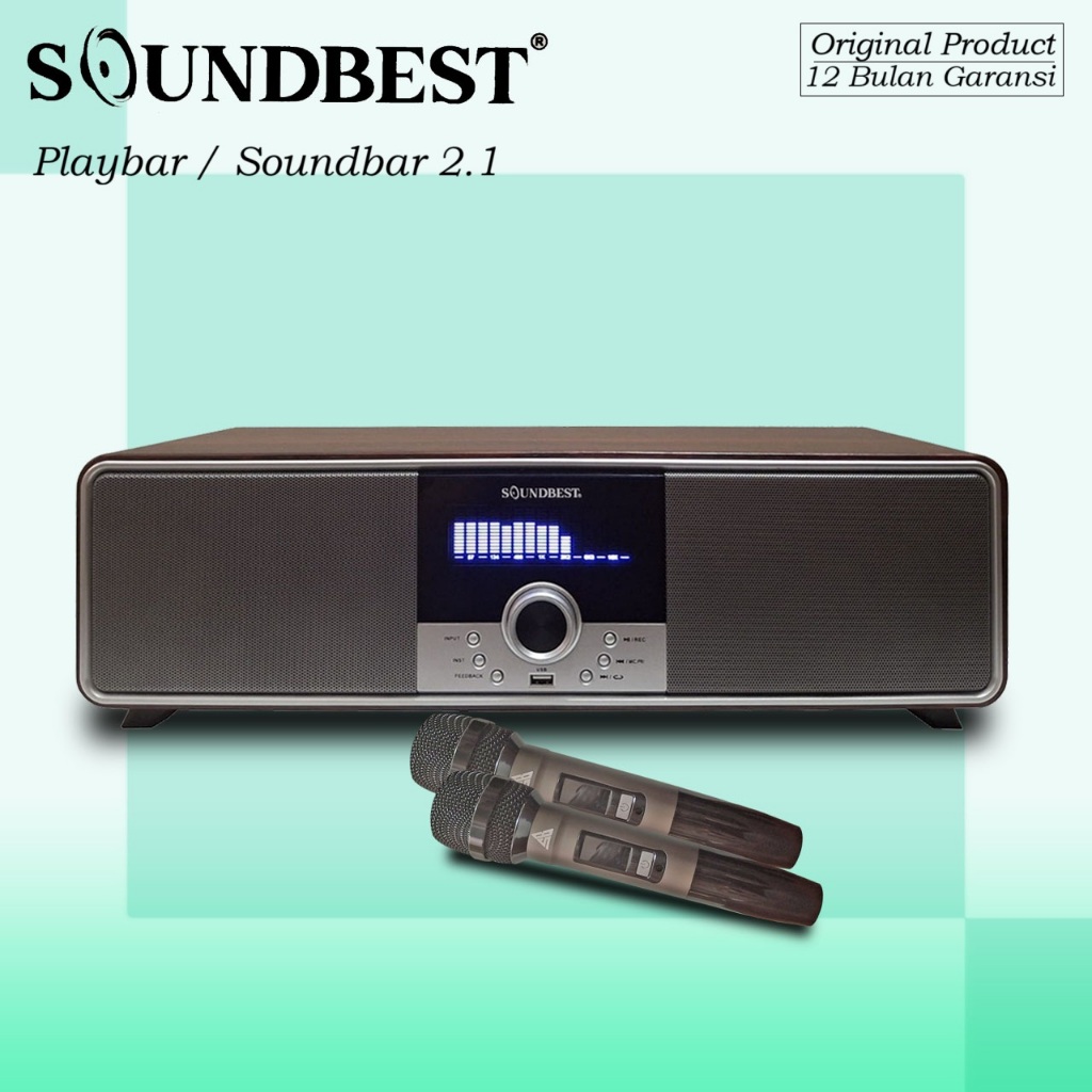 Soundbar Soundbest Playbar 2.1 With 2 Wireless Karaoke Microphone Bluetooth